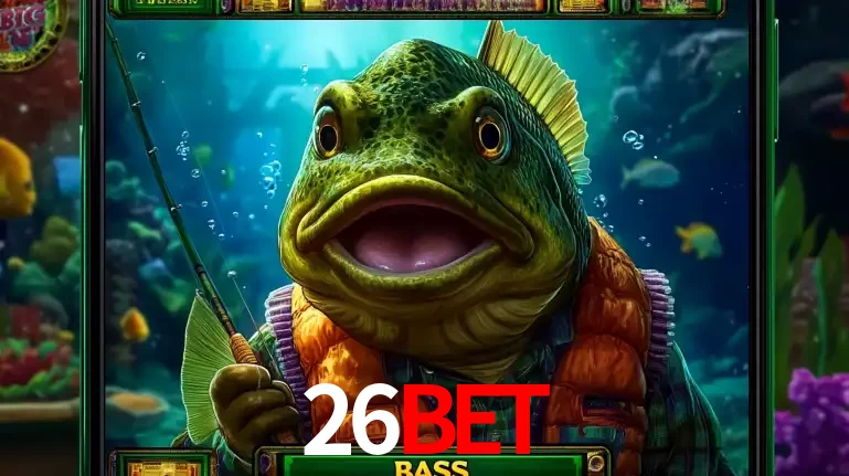 Personagem de peixe pescador do popular jogo de slot com tema de pescaria, uma das emocionantes opções de caça-níqueis para jogar e ganhar no cassino 26BET.